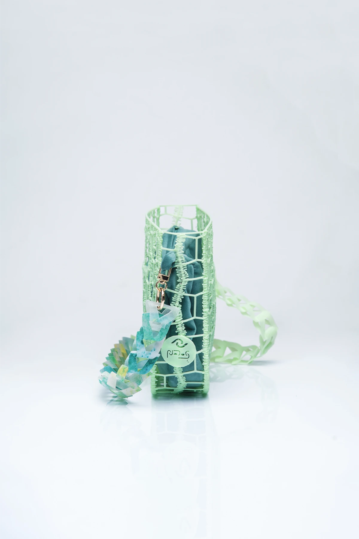 3d printed mint green bag side view