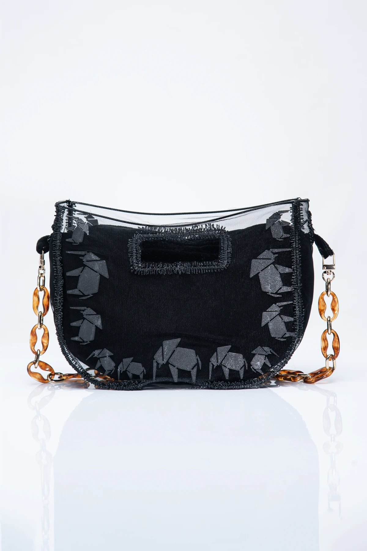 Black Moon Elephant Night 3D printed designer bag – eco bag with unique dark sculptural design