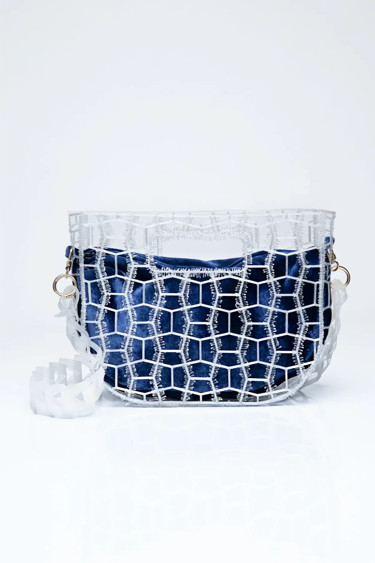Transparent Arctic Moon 3D printed designer bag – unique minimalist eco bag
