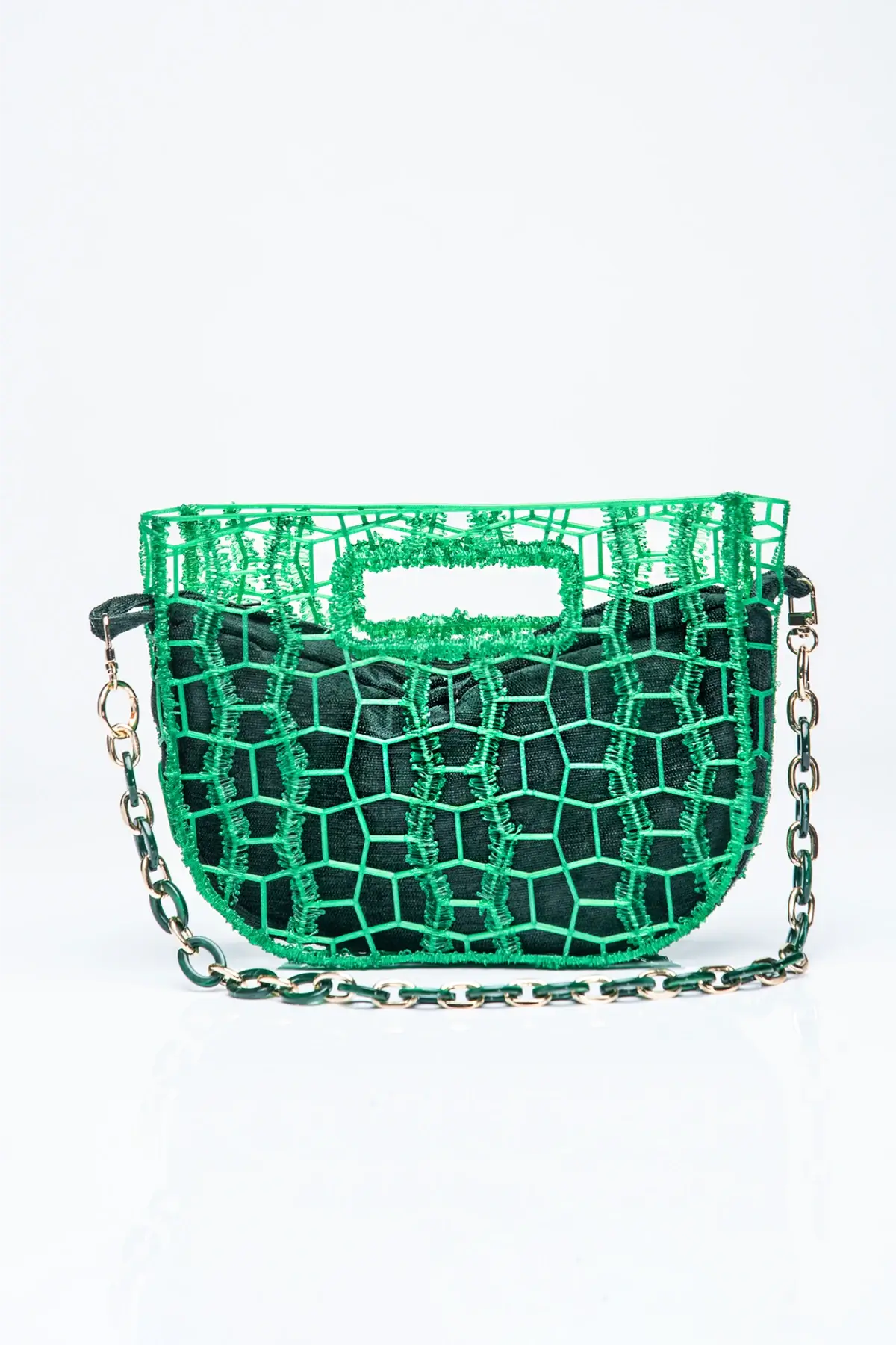 Monteverde green Moon 3D printed designer bag – sculptural eco bag