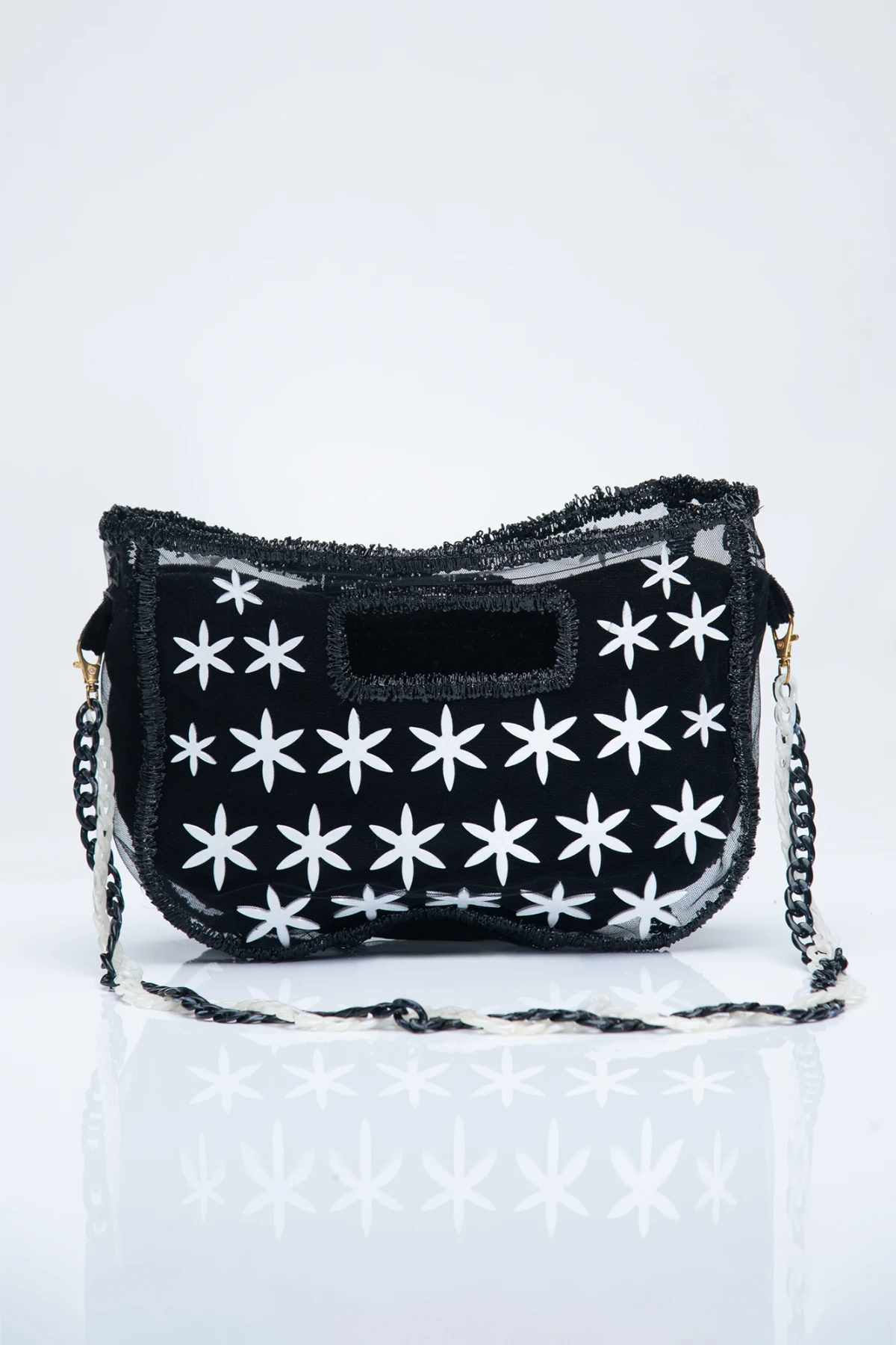 Moon Star Sky 3D printed bag – unique design eco handbag with tulle fabric 
