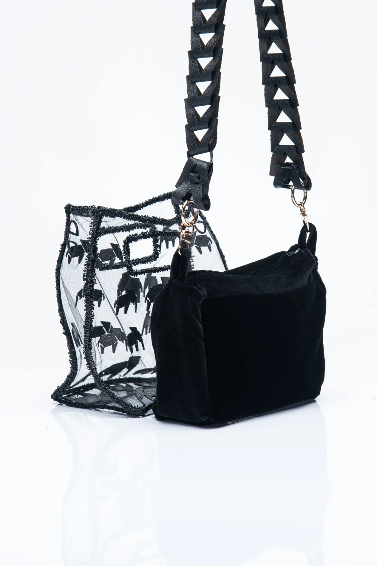 3D-Printed Bag Tube Tulle Elephant Night Black - Image 4