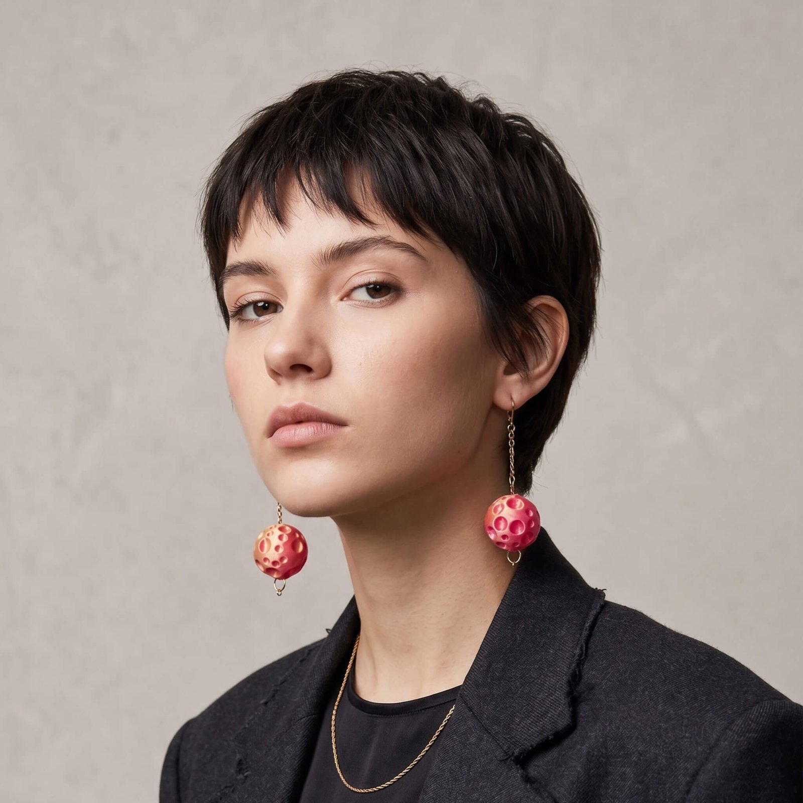 Moon Earrings Sunset Fuchsia - Image 2
