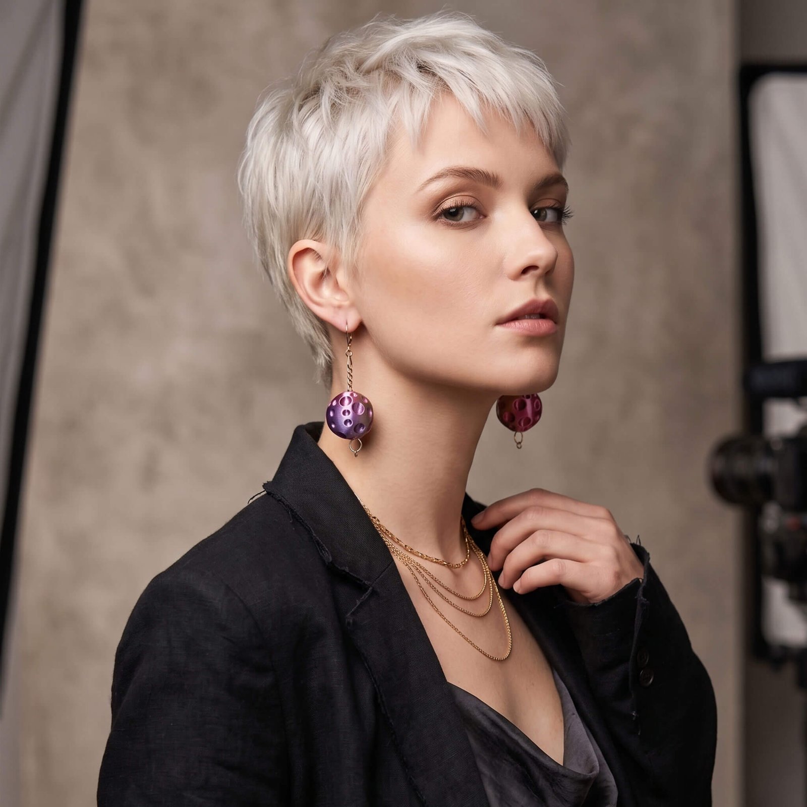 Pendientes Moon Violet Aura Morado - Imagen 4