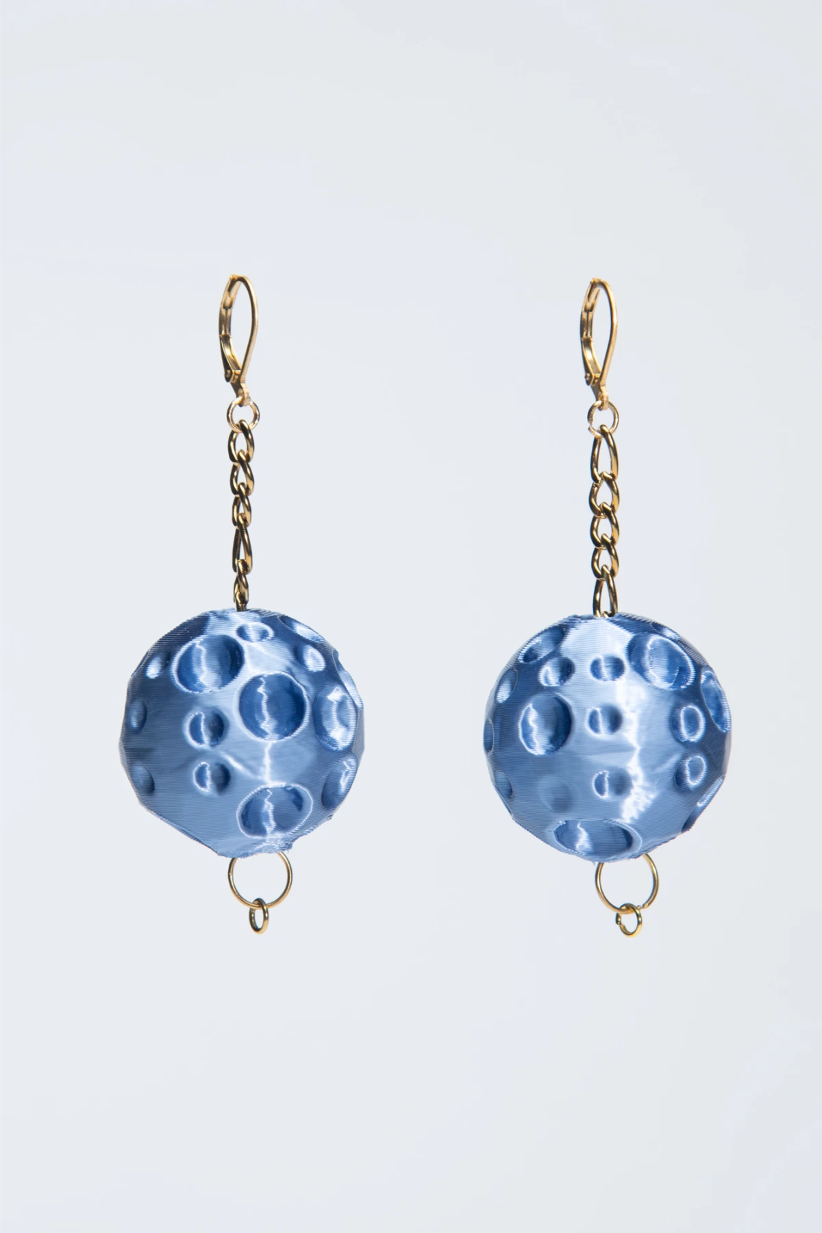 Moon 3D printed earrings in sky blue – eco earrings inspired by full moon symmetry