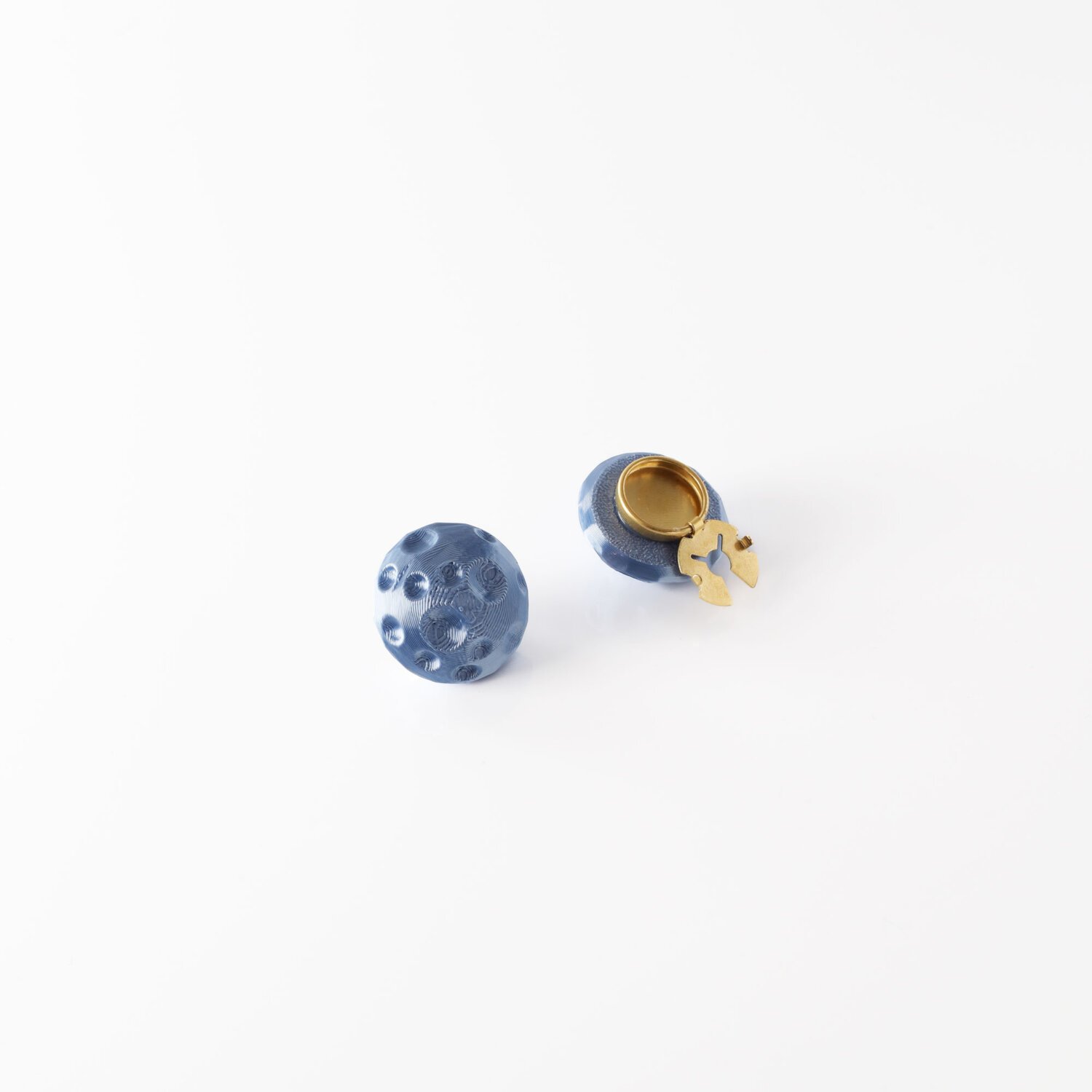 Sky blue half moon button cover detail