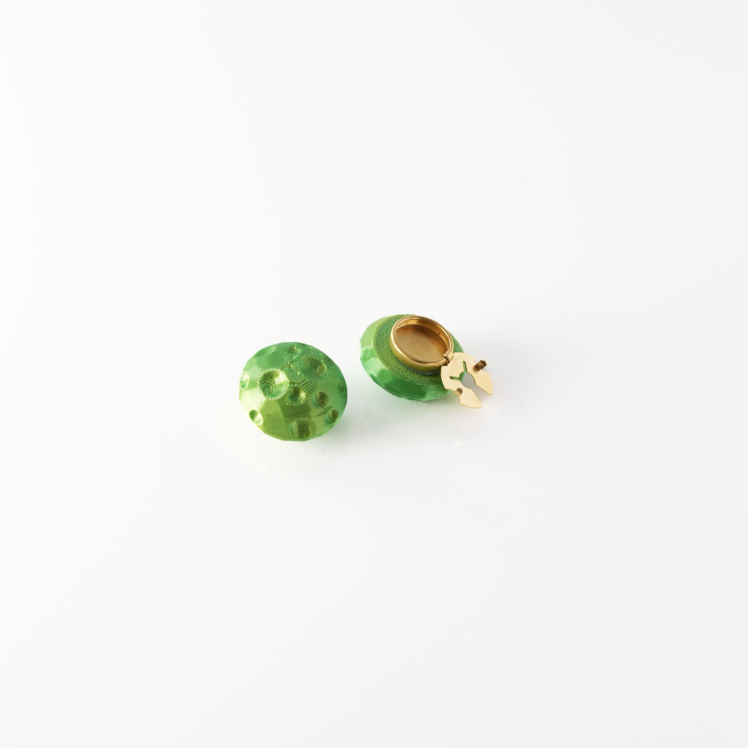Green half moon button cover detail