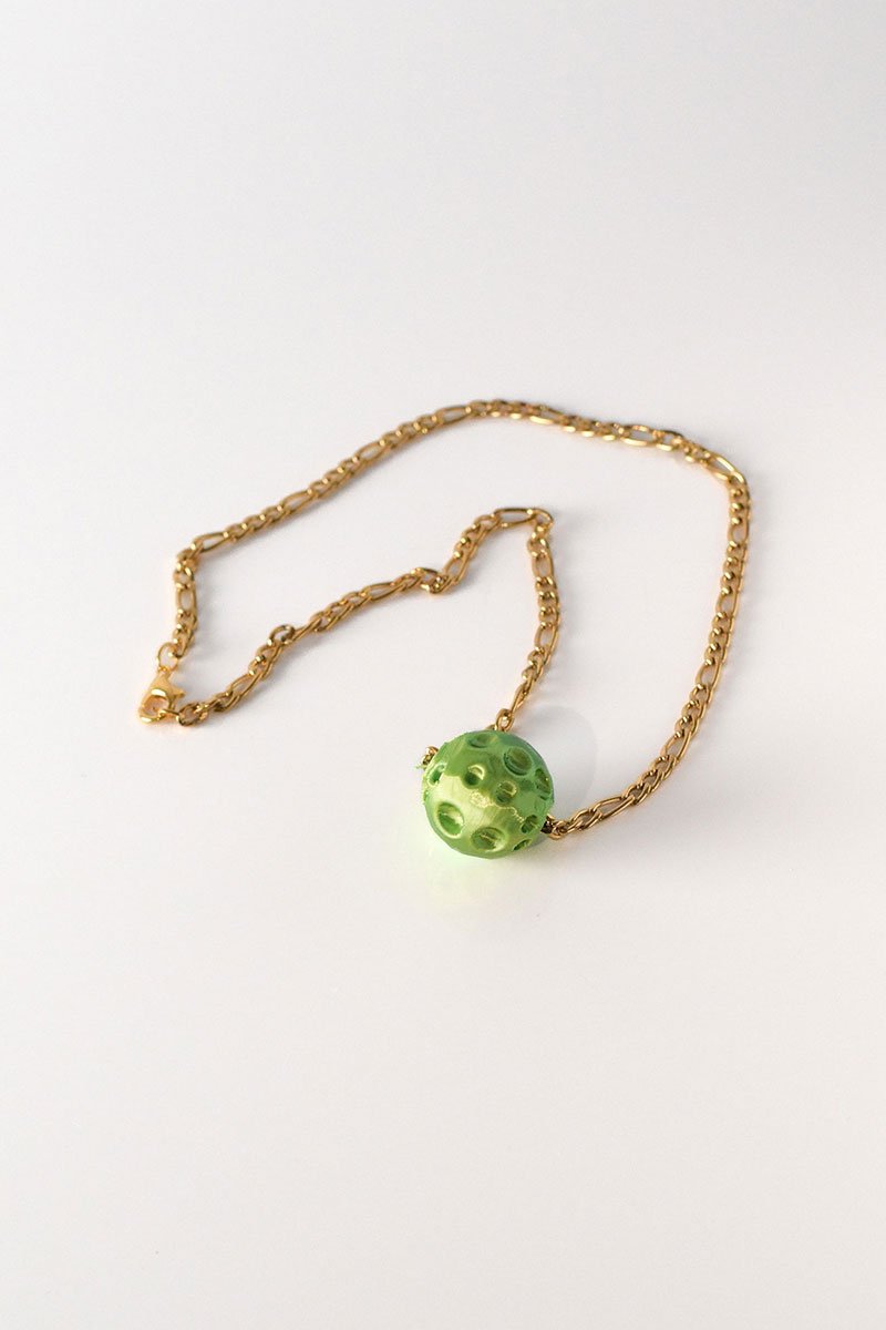 Moon necklace Lime Pearl green front view
