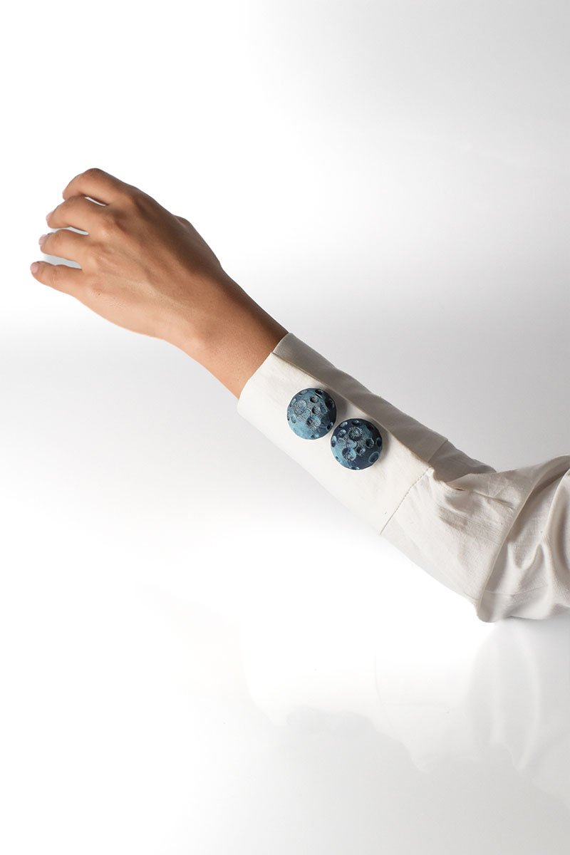Half moon button cover cyan